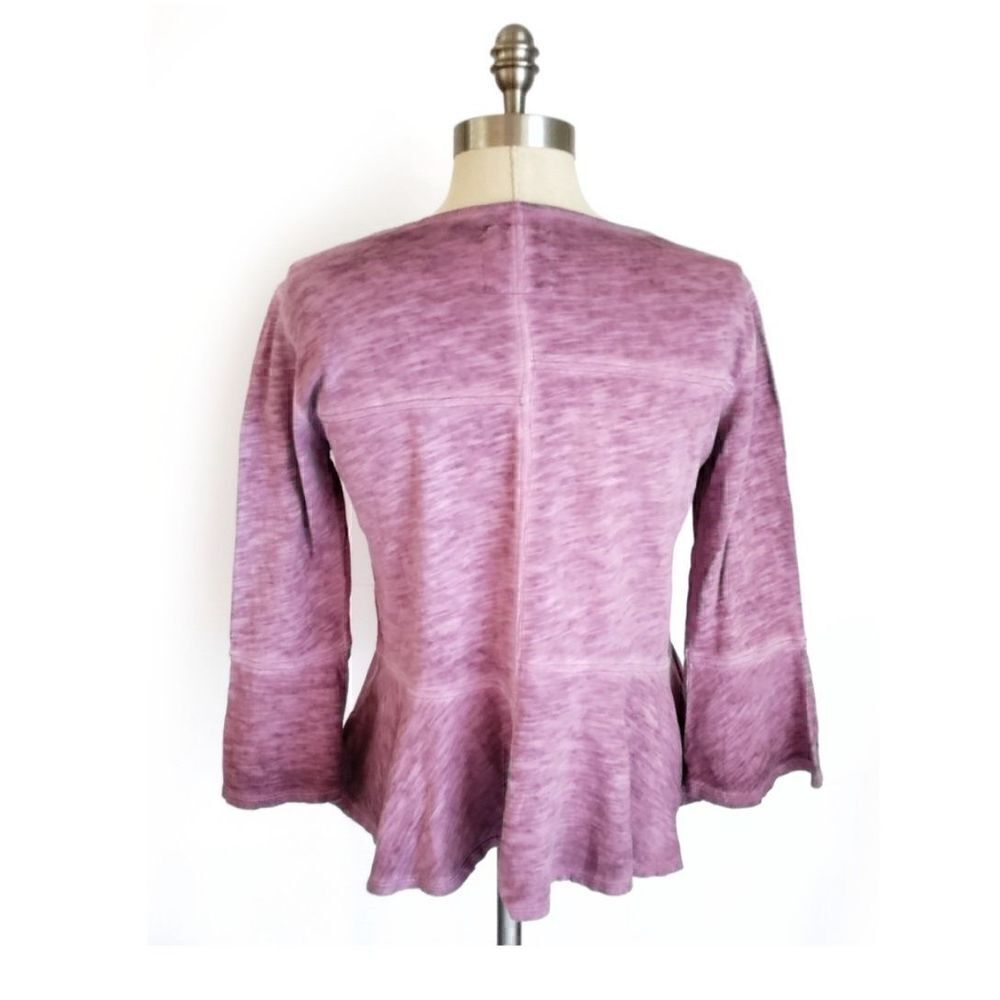 ANTHROPOLOGIE AKEMI + KIN PEPLUM SEAMED TOP PINK OMBRE BELL SLEEVE TOP SZ XXS - Picture 4 of 7